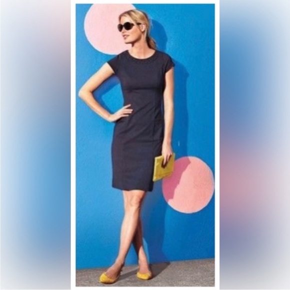 Boden Broderie Ponte Navy Dress Size 4L - Picture 2 of 6